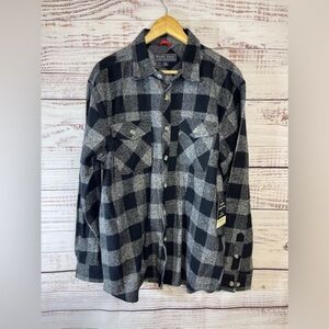 Pacific Crest Flannel Button‎ Down Black Grey Long Sleeve Shirt Size large